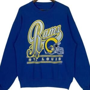 1995 St Louis Rams Sweatshirt Crewneck Blue Big Logo Made In Usa